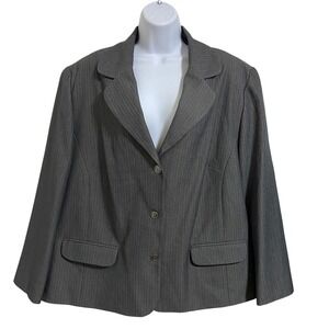 Alfred Dunner‎ Woman's Gray Pinstripe Blazer Business Career Jacket Size 22W